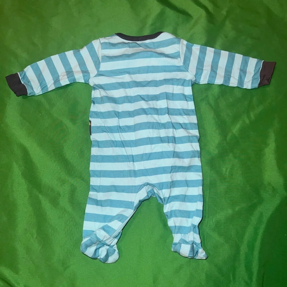Gerber Blue and Black Striped Kids Footie size Newborn